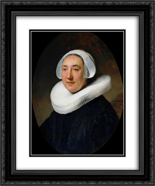 Portrait of Haesje van Cleyburgh 20x24 Black Ornate Wood Framed Art Print Poster with Double Matting by Rembrandt