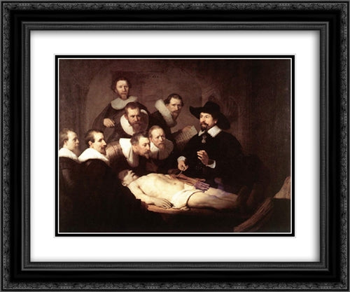 The Anatomy Lecture of Dr Tulp 24x20 Black Ornate Wood Framed Art Print Poster with Double Matting by Rembrandt