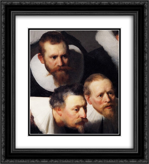 The Anatomy Lecture of Dr Tulp [detail #1] 20x22 Black Ornate Wood Framed Art Print Poster with Double Matting by Rembrandt