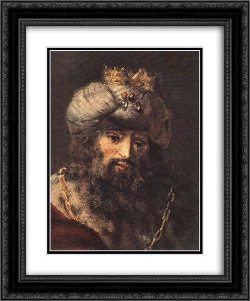 David and Uriah [detail] 20x24 Black Ornate Wood Framed Art Print Poster with Double Matting by Rembrandt