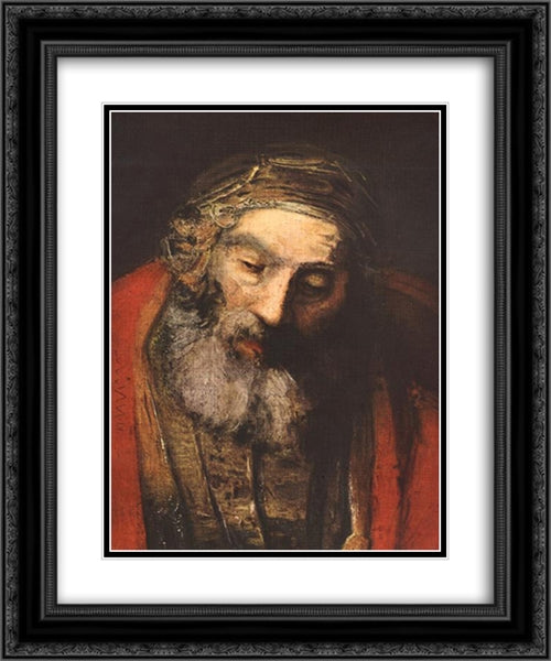 The Return of the Prodigal Son [detail] 20x24 Black Ornate Wood Framed Art Print Poster with Double Matting by Rembrandt