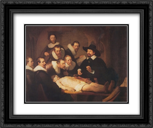 The Anatomy Lecture of Dr. Nicholaes Tulp 24x20 Black Ornate Wood Framed Art Print Poster with Double Matting by Rembrandt