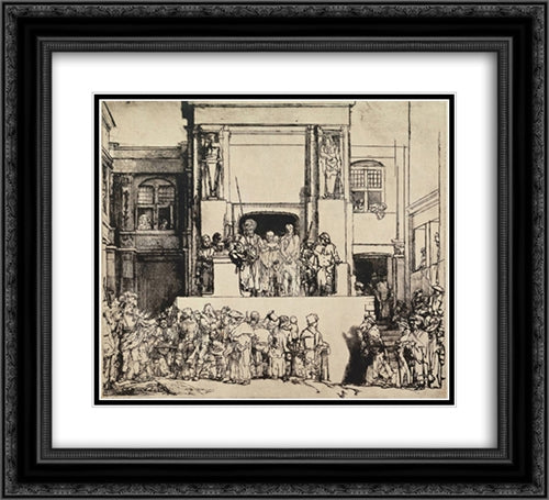 Christ Presented to the People 22x20 Black Ornate Wood Framed Art Print Poster with Double Matting by Rembrandt