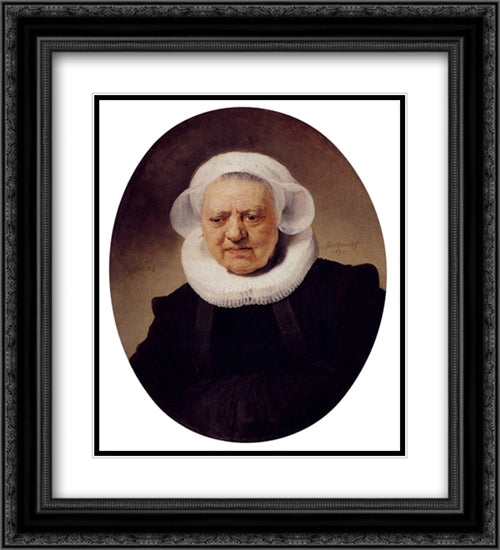 Portrait Of An Eighty-Three-Year-Old Woman 20x22 Black Ornate Wood Framed Art Print Poster with Double Matting by Rembrandt