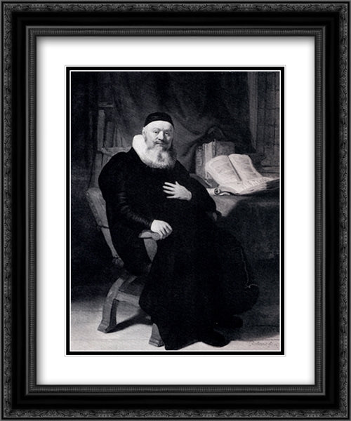 Portrait Of Johannes Elison 20x24 Black Ornate Wood Framed Art Print Poster with Double Matting by Rembrandt