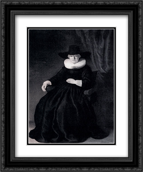 Portrait Of Maria Bockenolle 20x24 Black Ornate Wood Framed Art Print Poster with Double Matting by Rembrandt