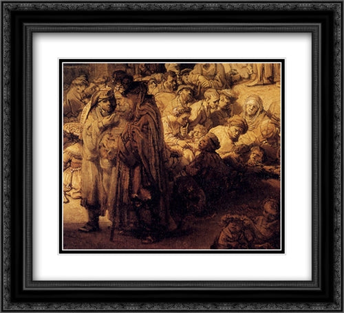 St. John The Baptist Preaching (detail) 22x20 Black Ornate Wood Framed Art Print Poster with Double Matting by Rembrandt