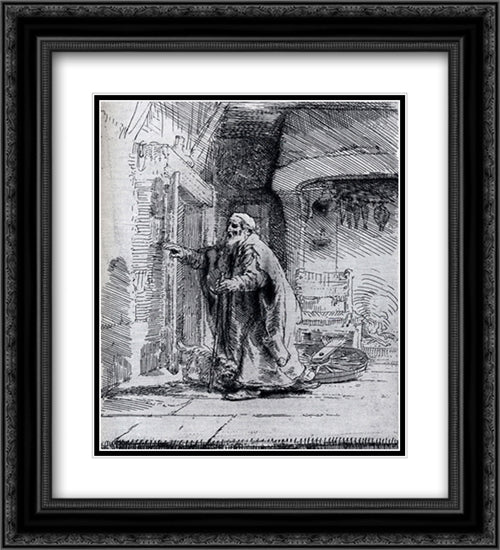 Tobit Going To Greet Tobias 20x22 Black Ornate Wood Framed Art Print Poster with Double Matting by Rembrandt