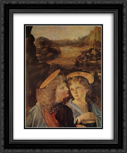 The Baptism of Christ [detail] 20x24 Black Ornate Wood Framed Art Print Poster with Double Matting by da Vinci, Leonardo