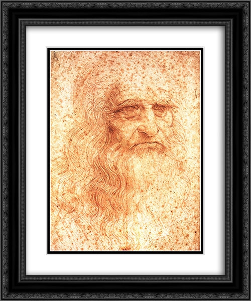 Self Portrait 20x24 Black Ornate Wood Framed Art Print Poster with Double Matting by da Vinci, Leonardo