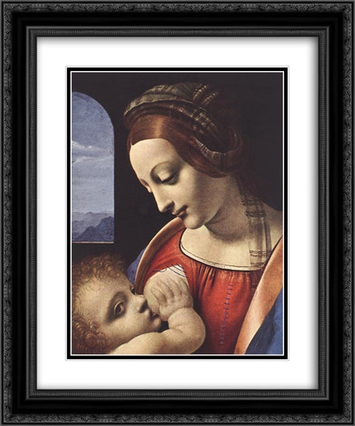 Madonna Litta [detail: 1] 20x24 Black Ornate Wood Framed Art Print Poster with Double Matting by da Vinci, Leonardo