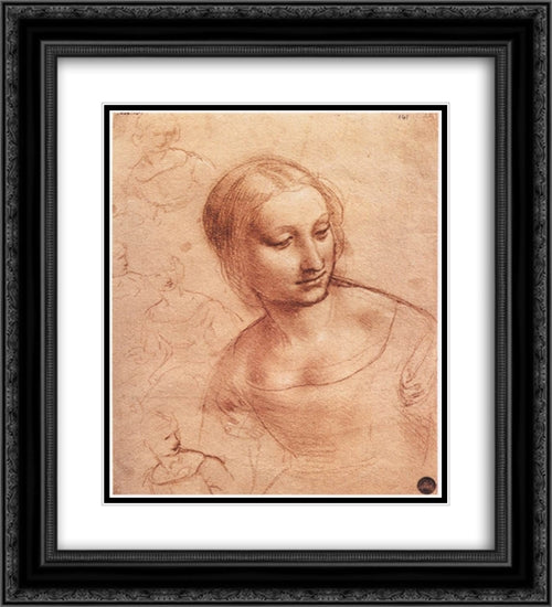 Study for Madonna with the Yarnwinder 20x22 Black Ornate Wood Framed Art Print Poster with Double Matting by da Vinci, Leonardo