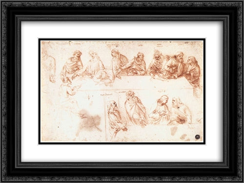 Study for the Last Supper 24x18 Black Ornate Wood Framed Art Print Poster with Double Matting by da Vinci, Leonardo