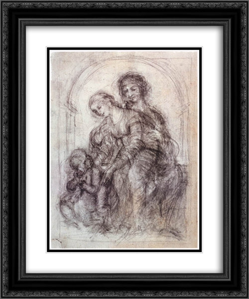 Design for St Anne 20x24 Black Ornate Wood Framed Art Print Poster with Double Matting by da Vinci, Leonardo