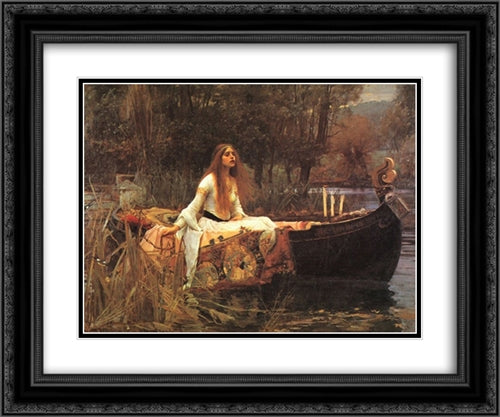 The Lady of Shalott 24x20 Black Ornate Wood Framed Art Print Poster with Double Matting by Waterhouse, John William