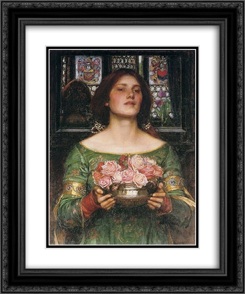 Gather Ye Rosebuds while ye may 20x24 Black Ornate Wood Framed Art Print Poster with Double Matting by Waterhouse, John William