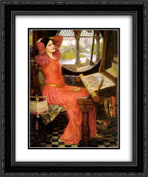 I am Half-sick of Shadows, said the Lady of Shalott 20x24 Black Ornate Wood Framed Art Print Poster with Double Matting by Waterhouse, John William