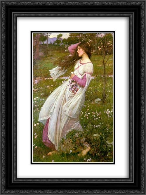 Windswept 18x24 Black Ornate Wood Framed Art Print Poster with Double Matting by Waterhouse, John William