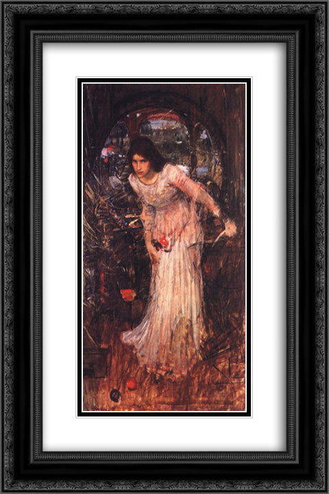 The Lady of Shalott 16x24 Black Ornate Wood Framed Art Print Poster with Double Matting by Waterhouse, John William