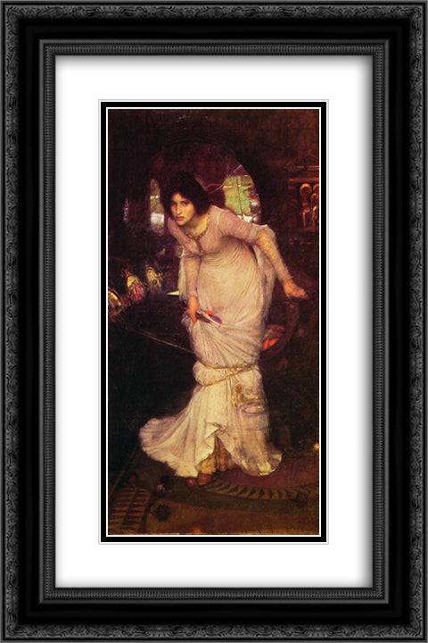 The Lady of Shalott 16x24 Black Ornate Wood Framed Art Print Poster with Double Matting by Waterhouse, John William