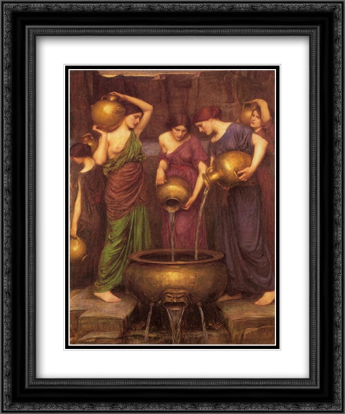 The Danaides 20x24 Black Ornate Wood Framed Art Print Poster with Double Matting by Waterhouse, John William