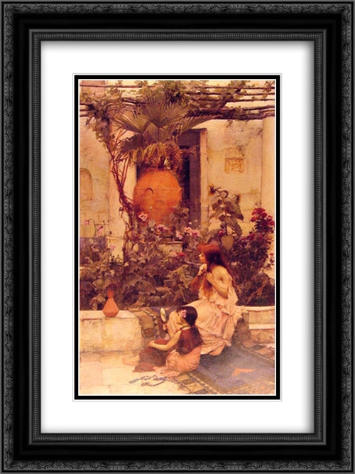 At Capri 18x24 Black Ornate Wood Framed Art Print Poster with Double Matting by Waterhouse, John William