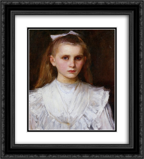 Portrait of a Girl 20x22 Black Ornate Wood Framed Art Print Poster with Double Matting by Waterhouse, John William