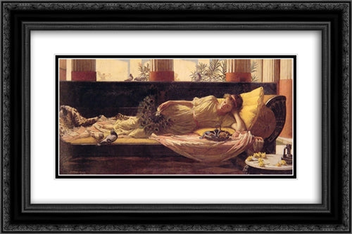 Sweet Nothings 24x16 Black Ornate Wood Framed Art Print Poster with Double Matting by Waterhouse, John William