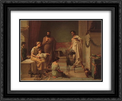 A Sick Child Brought into the Temple of Aesculapius 24x20 Black Ornate Wood Framed Art Print Poster with Double Matting by Waterhouse, John William