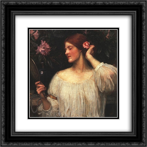 Vanity 20x20 Black Ornate Wood Framed Art Print Poster with Double Matting by Waterhouse, John William