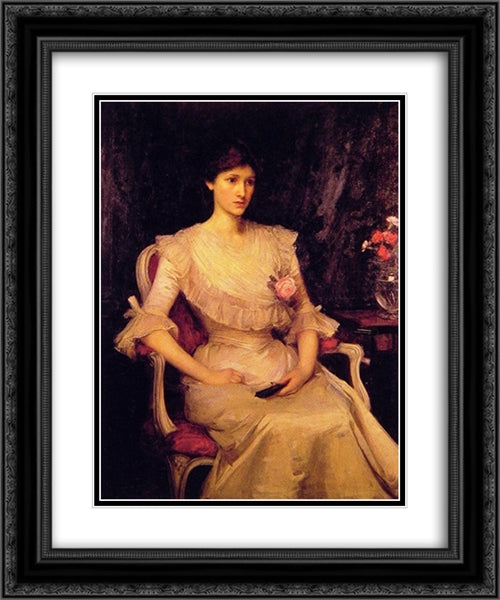 Miss Margaret Henderson 20x24 Black Ornate Wood Framed Art Print Poster with Double Matting by Waterhouse, John William