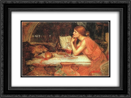 The Sorceress 24x18 Black Ornate Wood Framed Art Print Poster with Double Matting by Waterhouse, John William