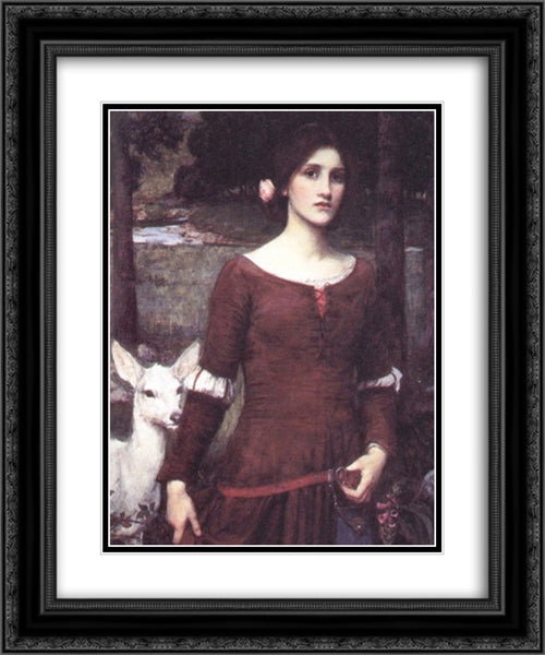 The Lady Clare 20x24 Black Ornate Wood Framed Art Print Poster with Double Matting by Waterhouse, John William