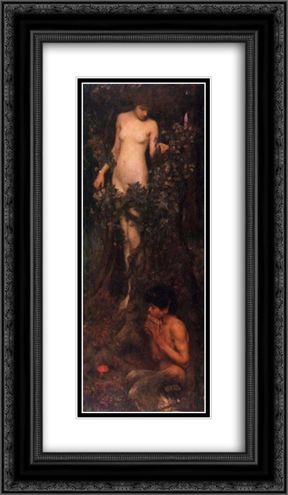 The Hamadryad 14x24 Black Ornate Wood Framed Art Print Poster with Double Matting by Waterhouse, John William