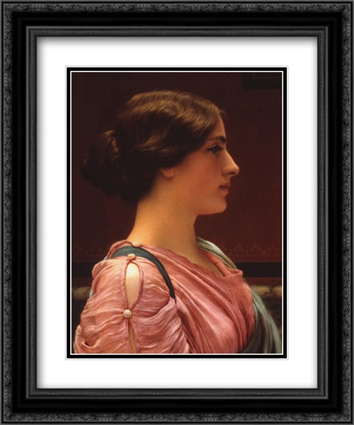 A Classical Beauty 20x24 Black Ornate Wood Framed Art Print Poster with Double Matting by Godward, John William