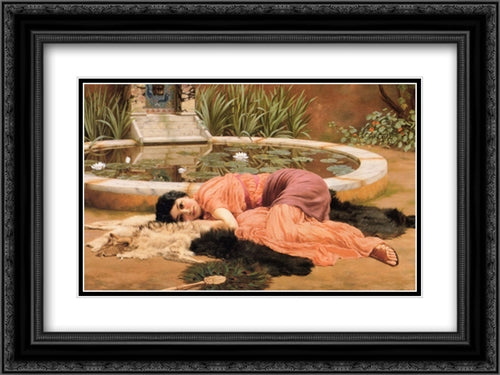 Sweet Nothings 24x18 Black Ornate Wood Framed Art Print Poster with Double Matting by Godward, John William