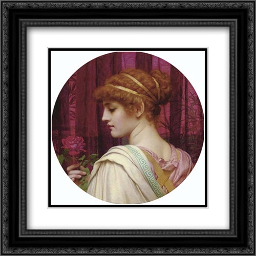 Chloris - A Summer Rose 20x20 Black Ornate Wood Framed Art Print Poster with Double Matting by Godward, John William