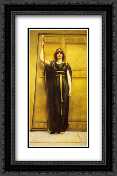 The Priestess 16x24 Black Ornate Wood Framed Art Print Poster with Double Matting by Godward, John William