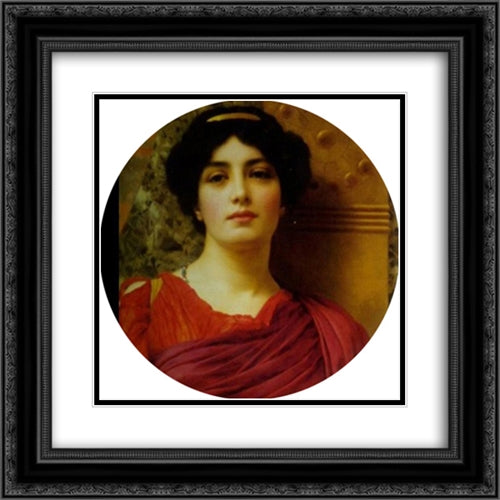 Contemplation 20x20 Black Ornate Wood Framed Art Print Poster with Double Matting by Godward, John William