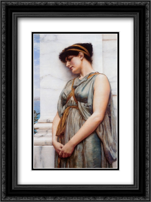 Grecian Reverie 18x24 Black Ornate Wood Framed Art Print Poster with Double Matting by Godward, John William