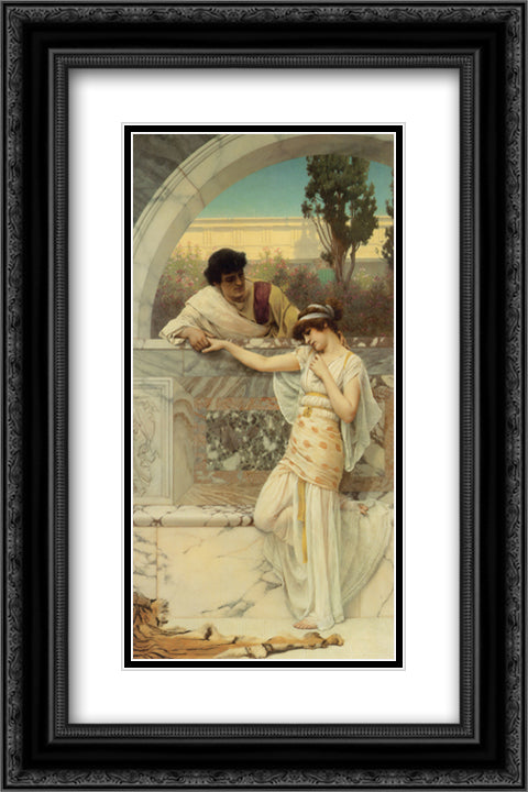 Yes or No?' 16x24 Black Ornate Wood Framed Art Print Poster with Double Matting by Godward, John William