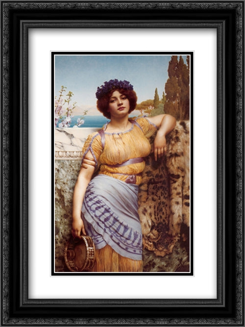 Ionian Dancing Girl 18x24 Black Ornate Wood Framed Art Print Poster with Double Matting by Godward, John William