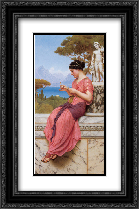 The Love Letter 16x24 Black Ornate Wood Framed Art Print Poster with Double Matting by Godward, John William