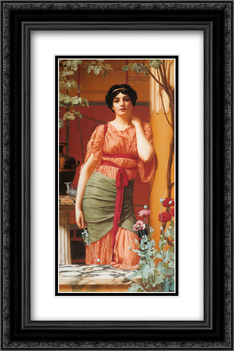 Nerissa 16x24 Black Ornate Wood Framed Art Print Poster with Double Matting by Godward, John William