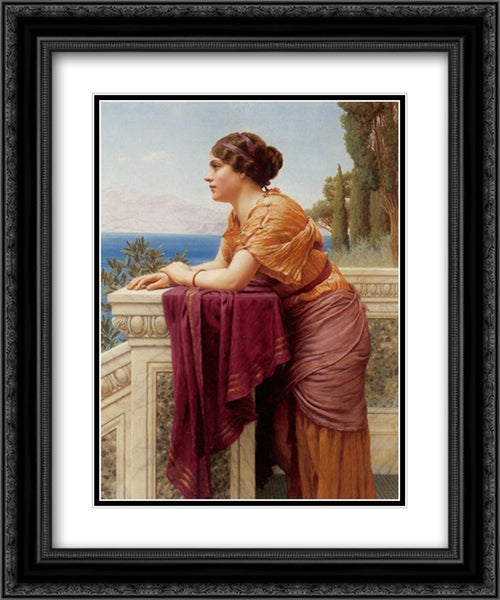 The Belvedere 20x24 Black Ornate Wood Framed Art Print Poster with Double Matting by Godward, John William