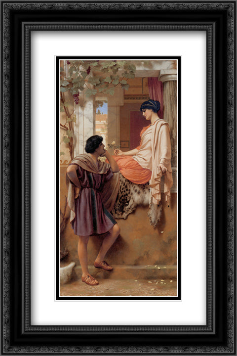 The Old, Old Story 16x24 Black Ornate Wood Framed Art Print Poster with Double Matting by Godward, John William