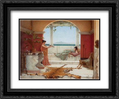 The Sweet Siesta of a Summer Day' 24x20 Black Ornate Wood Framed Art Print Poster with Double Matting by Godward, John William