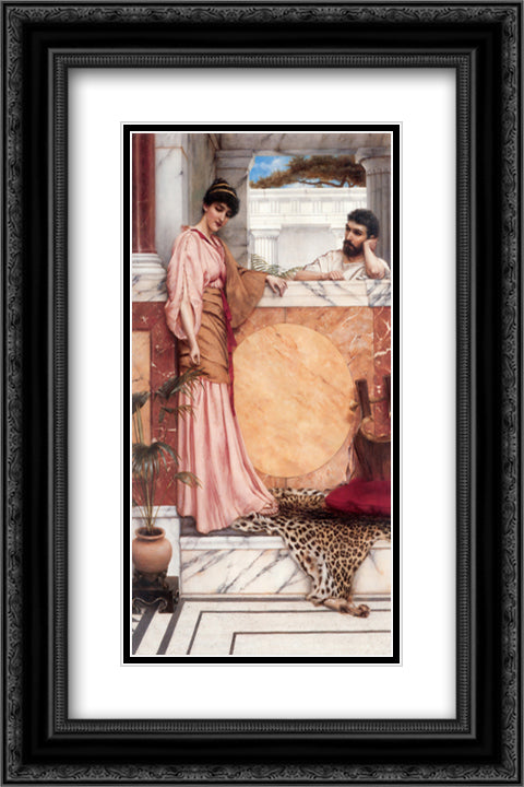 Waiting for an Answer 16x24 Black Ornate Wood Framed Art Print Poster with Double Matting by Godward, John William