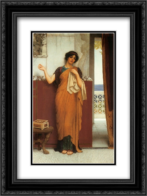 Idle Thoughts 18x24 Black Ornate Wood Framed Art Print Poster with Double Matting by Godward, John William