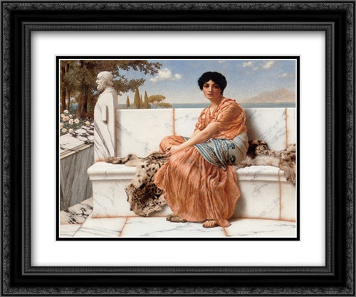 In the Days of Sappho 24x20 Black Ornate Wood Framed Art Print Poster with Double Matting by Godward, John William